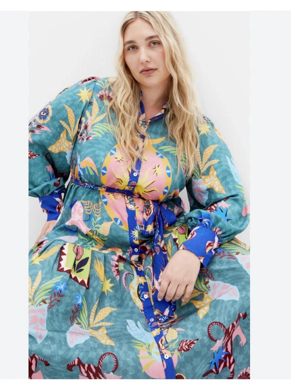 City Chic Tropical Print front Maxi Dress Size 22 XL 🌴🌺🌴🏝️🧿🌺🌴 BRB SL 7 - Picture 6 of 6